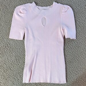 525 America Blush Ribbed Keyhole Top